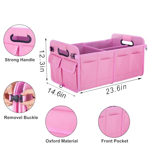 Beige 66L Waterproof Collapsible Car Trunk Organizer with 9 Pockets C9543