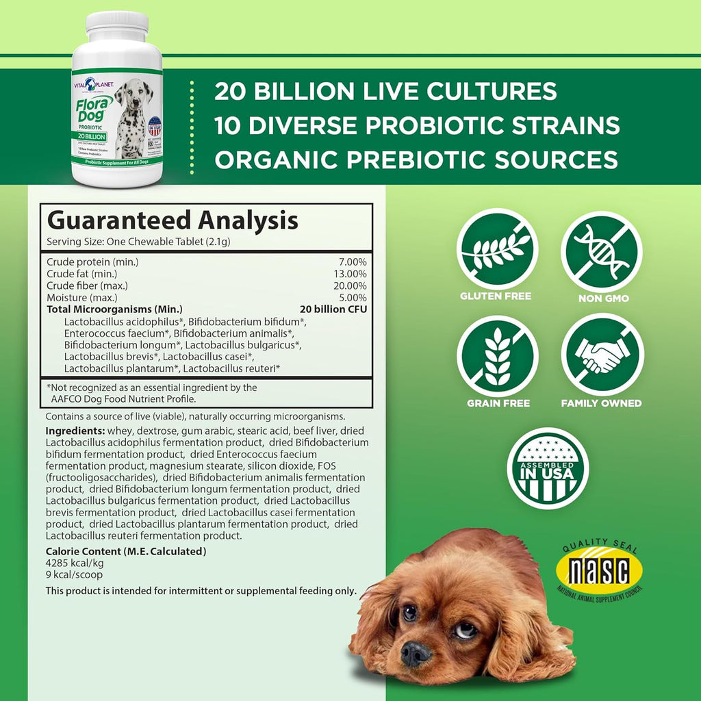 30 Beef Flavored Probiotic Chewable Tablets for Dogs F213