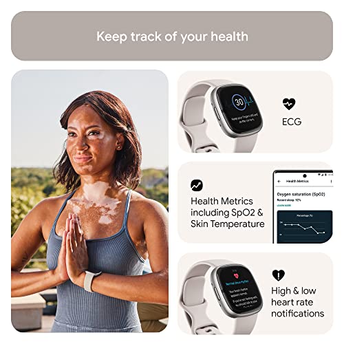 Lunar White/Platinum Advanced Health Smartwatch with ECG, SpO2, 24/7 Heart Rate and GPS V405