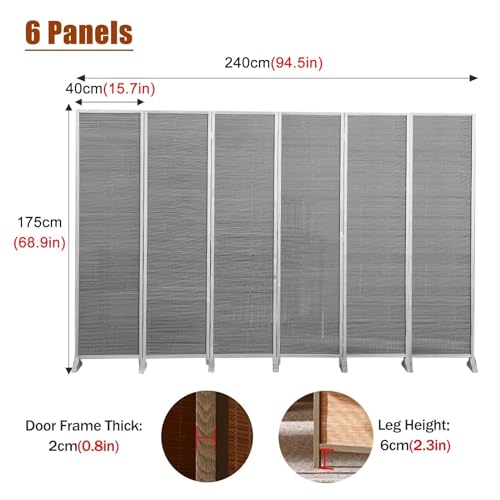6 Panel Folding Privacy Screen, 175cm Tall L124