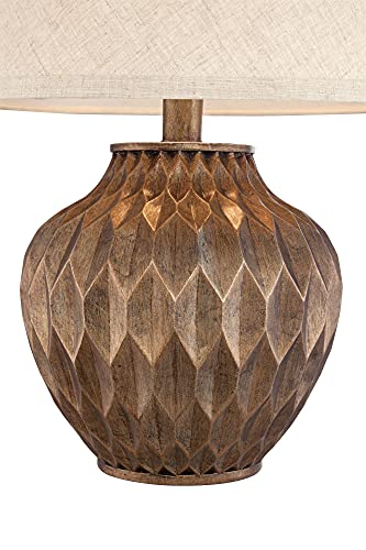 22" High Warm Bronze Brown Fabric Drum Shade Accent Table Lamp N700