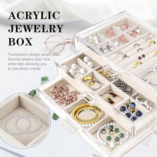 Grey Acrylic Jewelry Organizer with 5 Drawers J394998