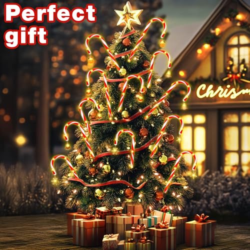 12-Piece Solar Candy Cane Pathway Lights S19078