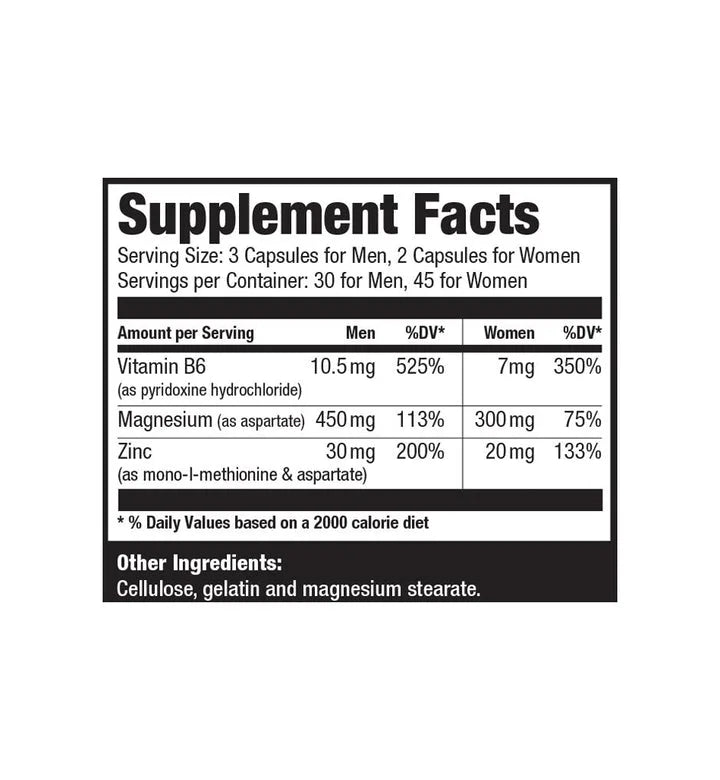 90 Capsules ZMA Vitamin & Mineral M628685