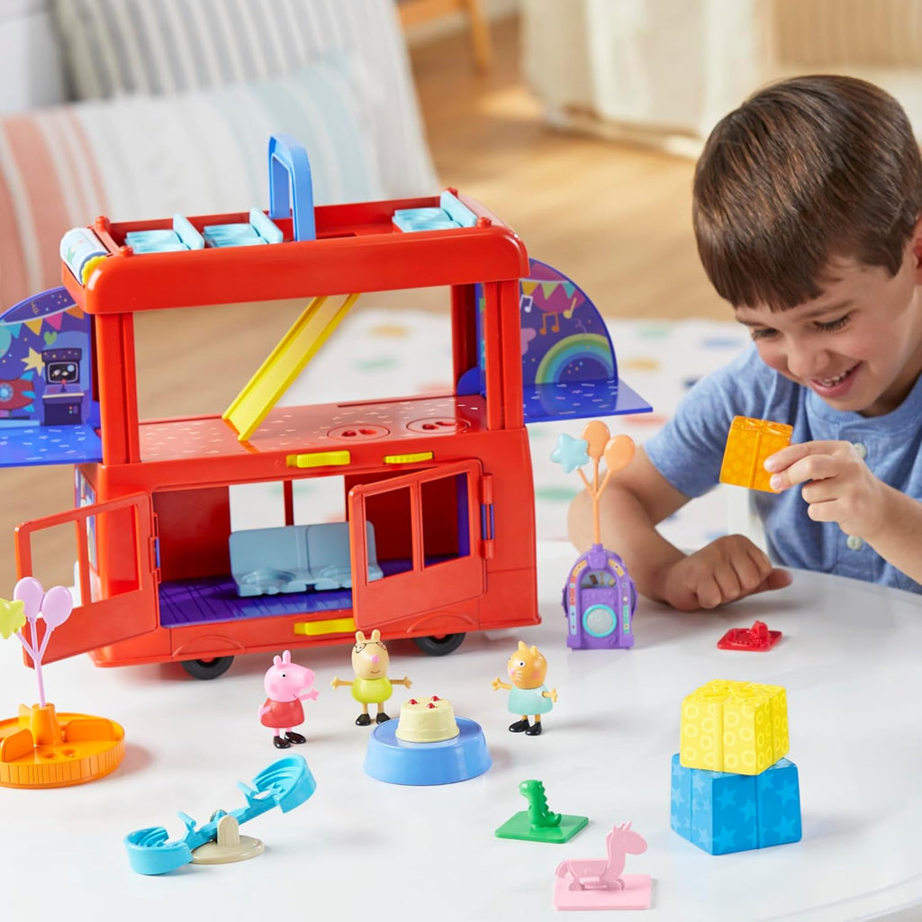 2-in-1 Party Bus Playset with 3 Figures and 13 Accessory Pieces I867