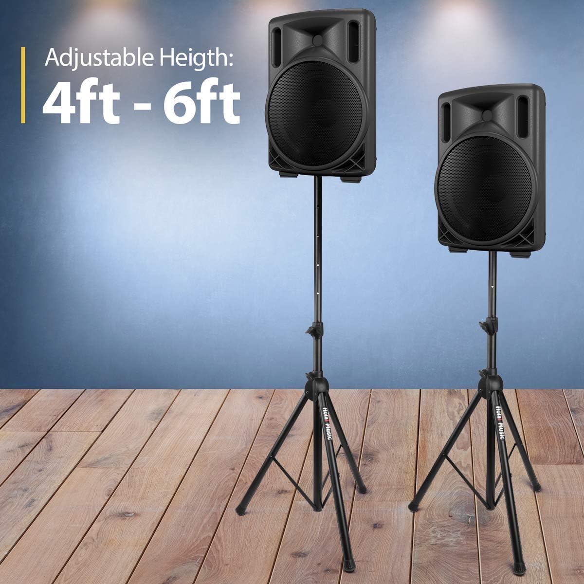 PA Speaker Stands, Heavy-Duty Tripod, Adjustable Height, Pack of 2 M40318