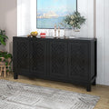 Black Farmhouse Buffet Sideboard with Adjustable Shelves and 4 Doors Wood Cabinet Y982139