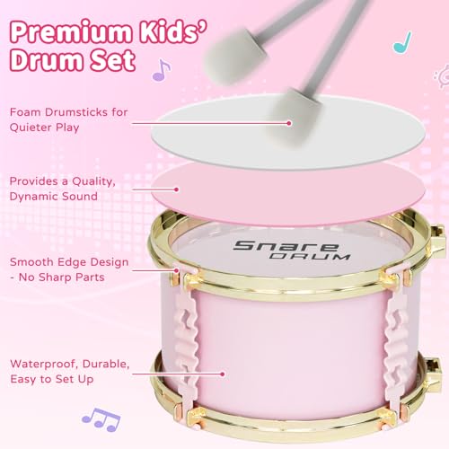 5-Piece Kids Drum Set with Stool, Pedal & Drumsticks E657224