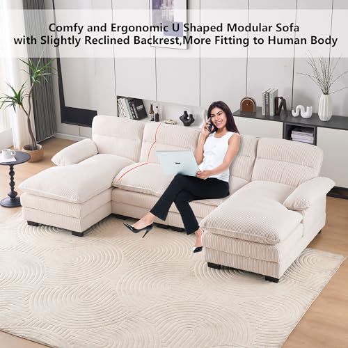 Grey Corduroy Modular Loveseat Sofa with Ottomans R102456