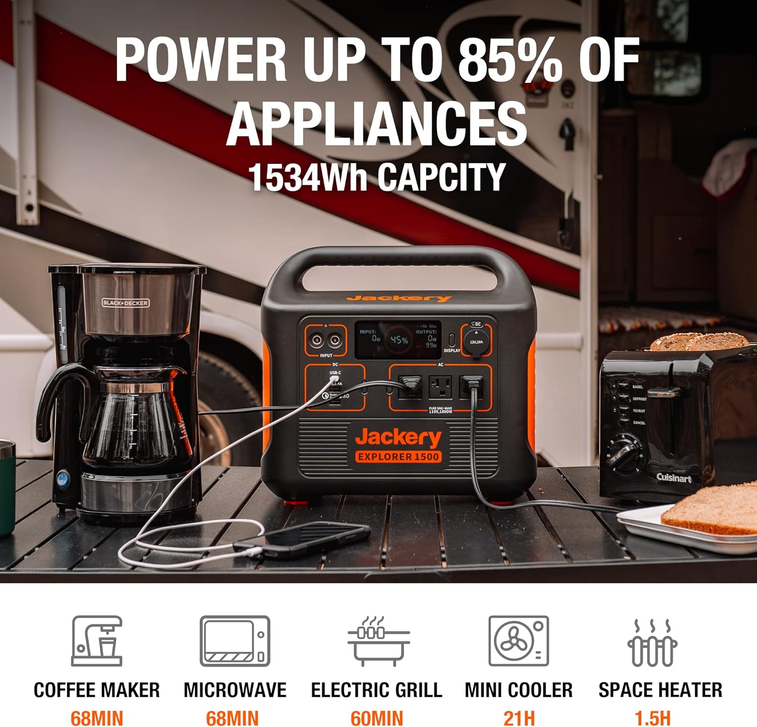 1534Wh Portable Power Station with AC Outlets J8124