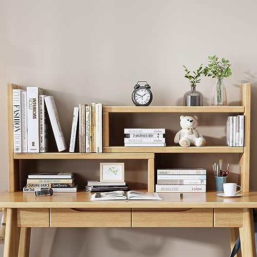 White Adjustable Rubber Wood Desktop Shelf F200334
