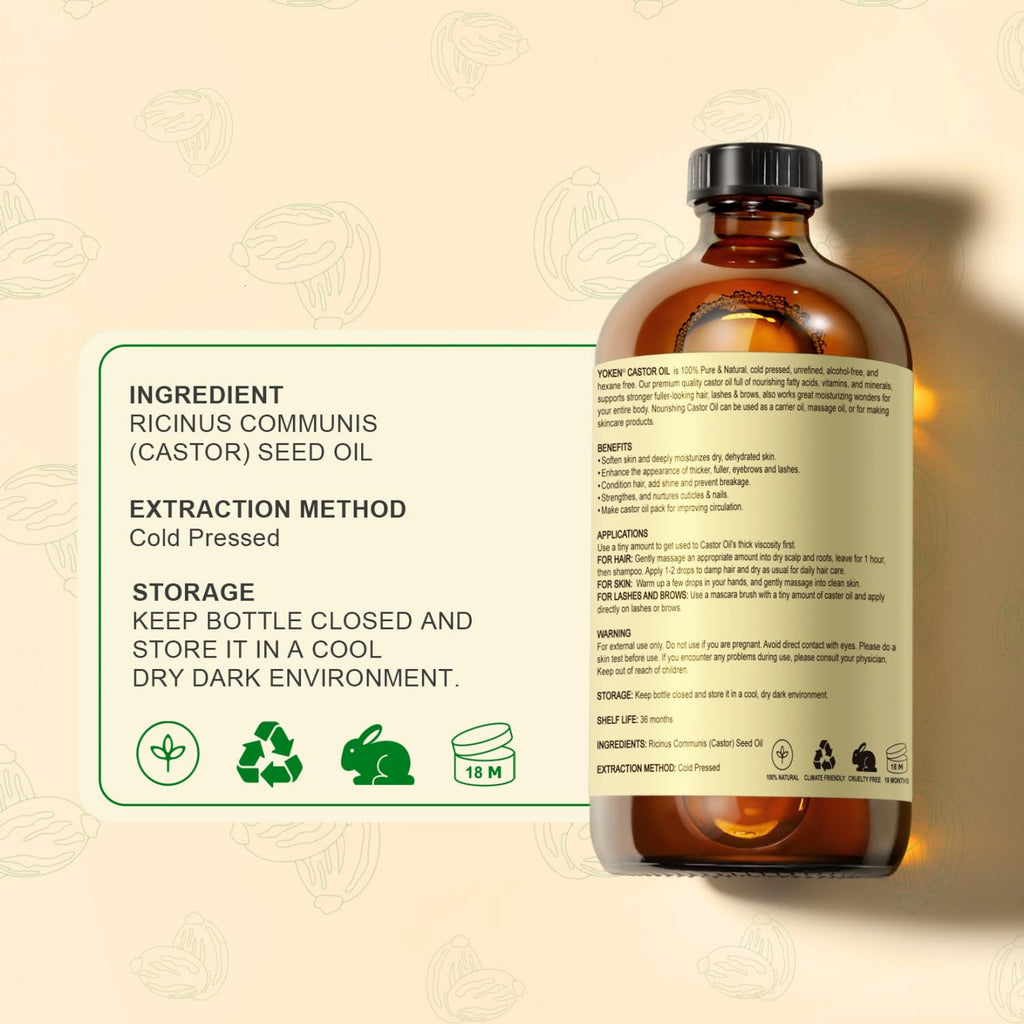 16 fl oz 100% Natural Cold Pressed Castor Oil E51622