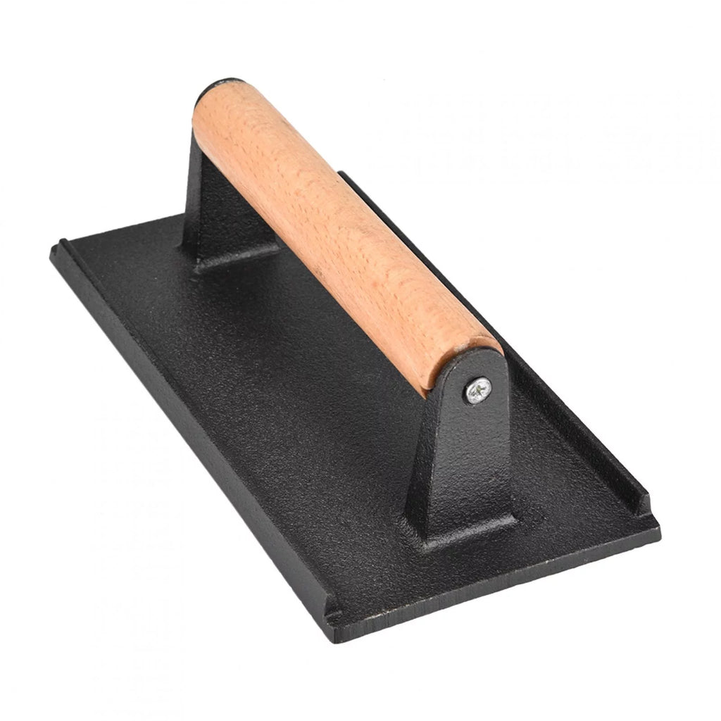 Commercial Cast Iron Steak Press with Wooden Handle D4896