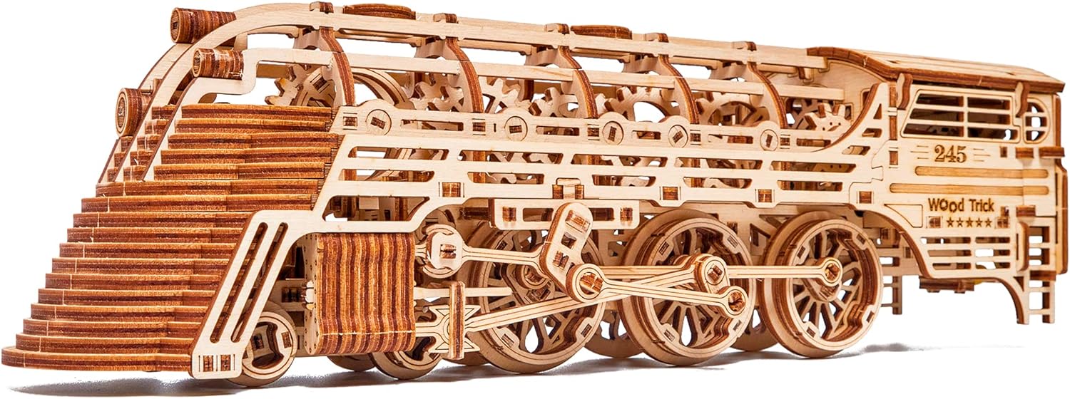 26.7x4 in Wooden Mechanical Locomotive Model Kit W69756