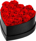 Heart Shape Box Preserved Roses (Black Box, 16 Red Roses) U859718