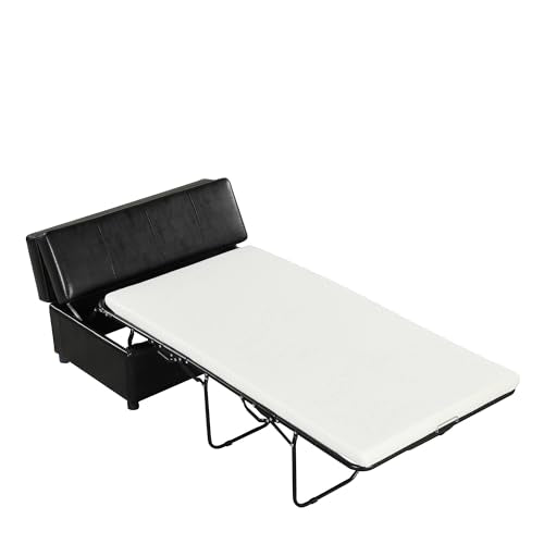 Light Gray Ottoman Folding Bed with Mattress E84945