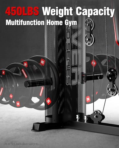 Home Gym Equipment with Pulley System, Weight Bench, Rowing Machine A99815
