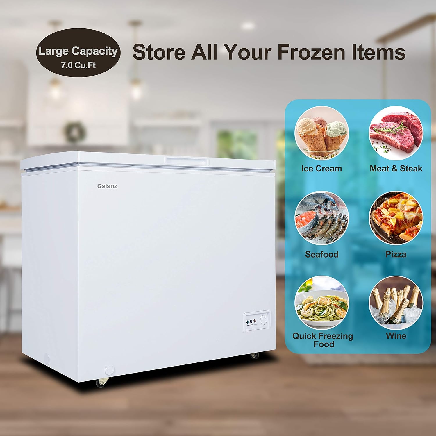 White 7.0 Cu Ft Manual Defrost Chest Freezer Y824