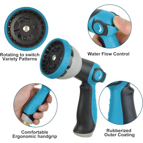 50FT Expandable Garden Hose with Triple Layer Latex Core, 3/4" Solid Metal Fittings, Fabric Nozzle T39938