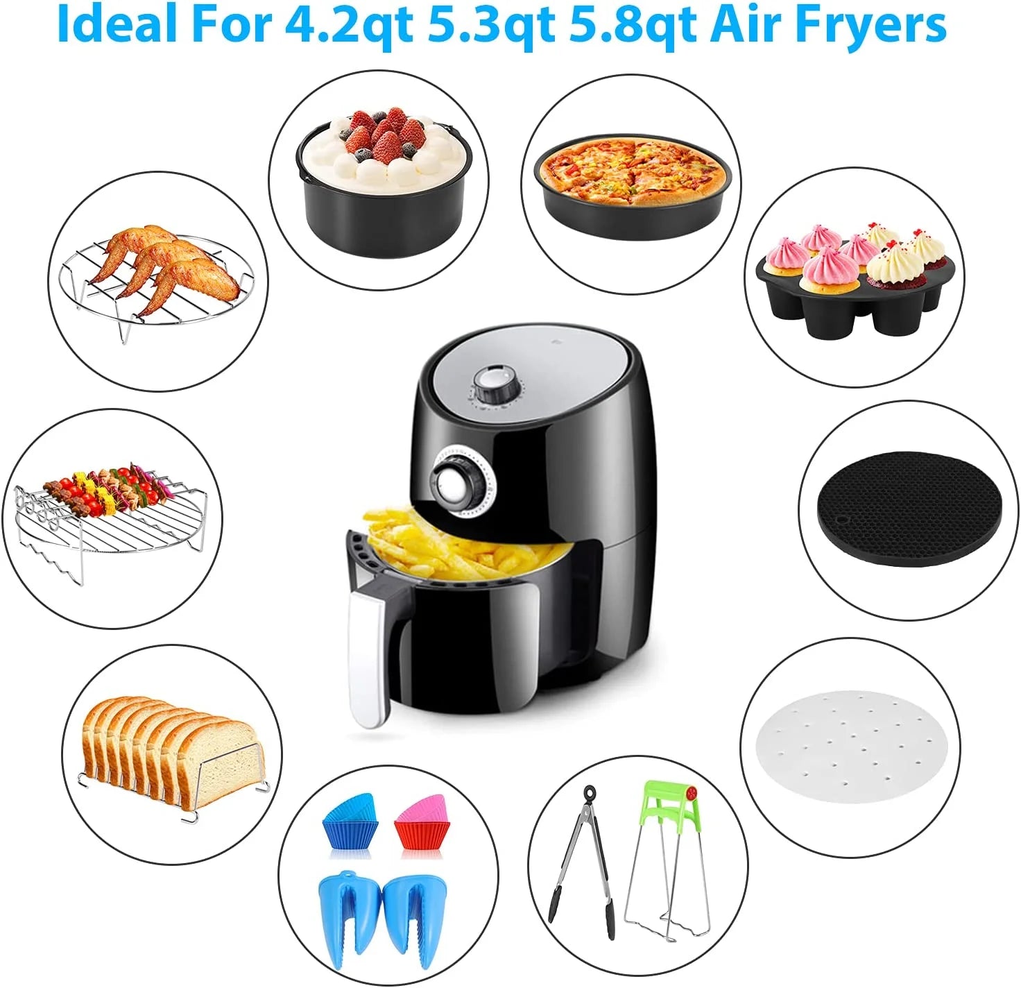 14 Pcs BBQ Tools Air Fryer Accessories with Storage Bag C25368