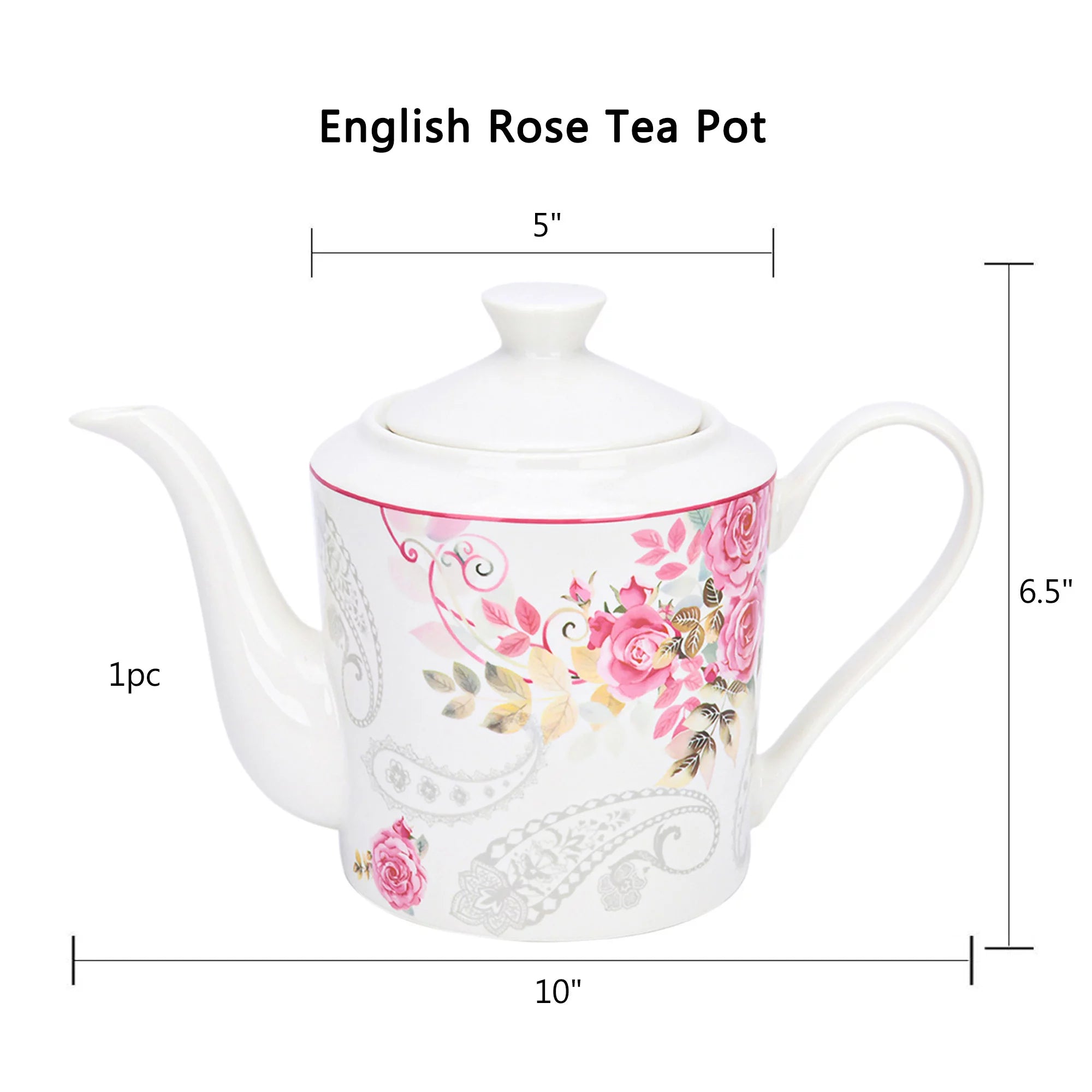 Bone China Floral Teapot 1.15-qt. Z674