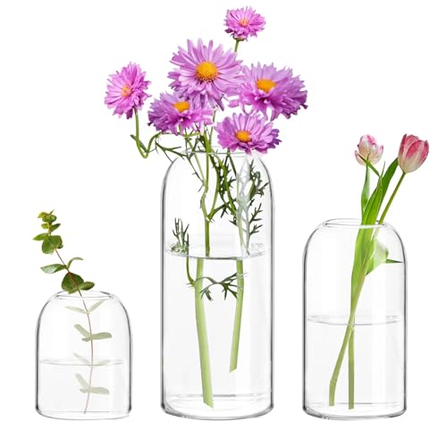 Clear Ribbed Glass Vase, 7.87 Inches E902