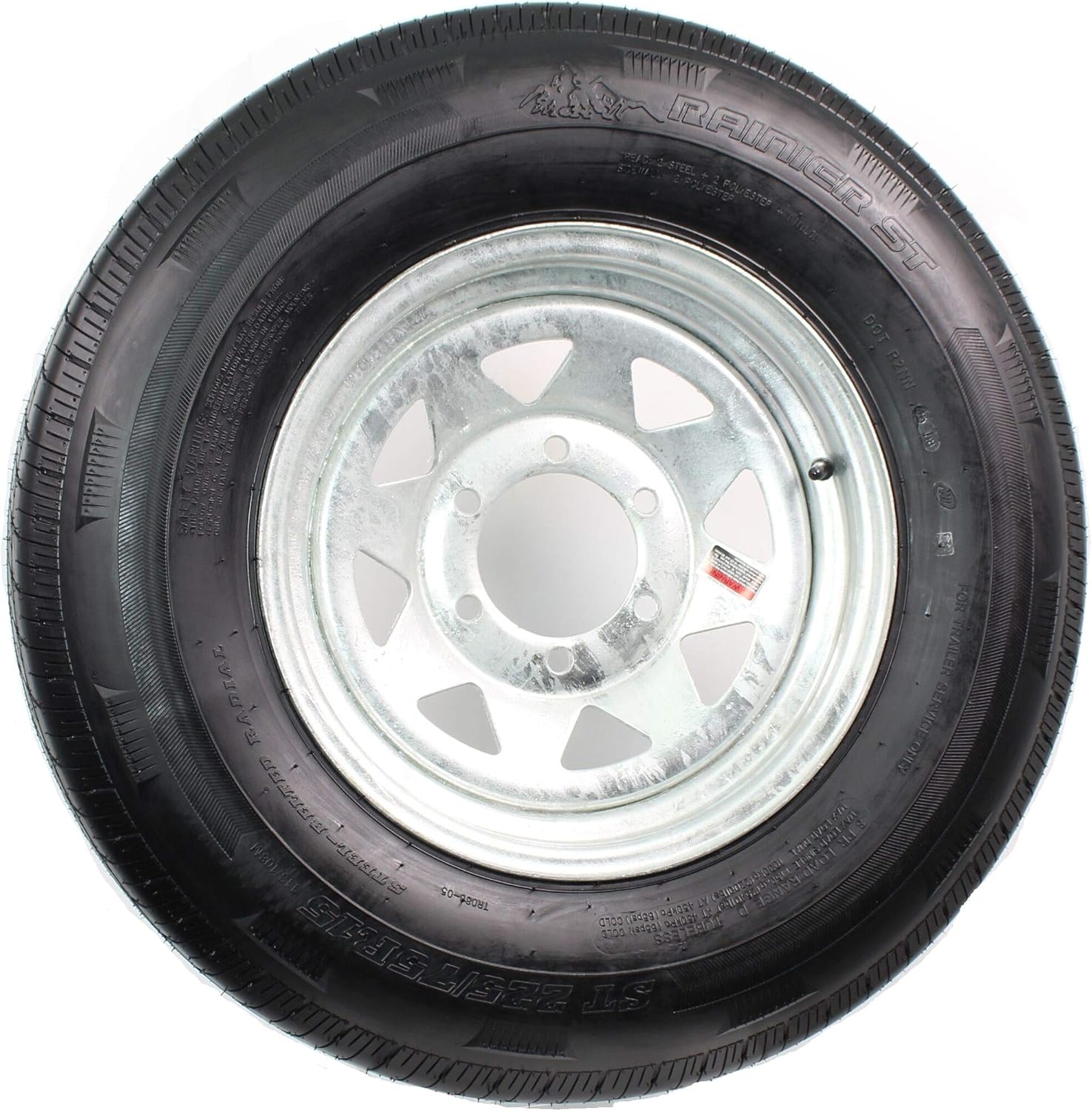 Radial Trailer Tire On Rim ST225/75R15 6 Lug Wheel Galvanized Spoke H903
