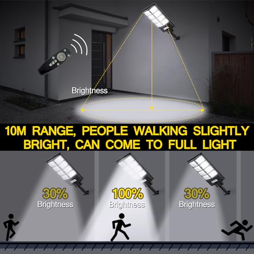 80000LM Dusk to Dawn Solar LED Flood Light with Motion Sensor and Remote Control P63947
