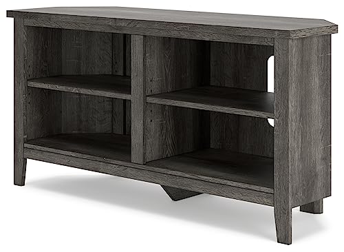 Whitewash Gray Corner TV Stand with 4 Shelves K56589