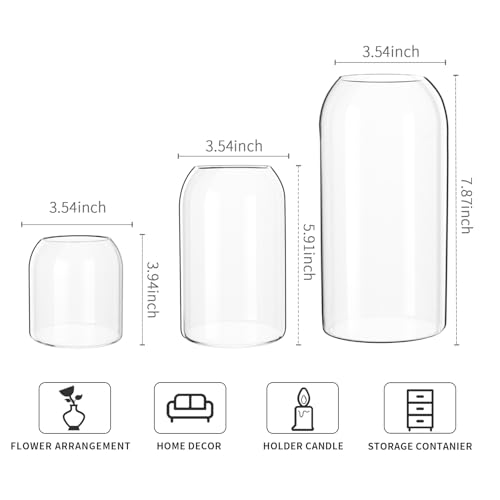 Clear Ribbed Glass Vase, 7.87 Inches E902