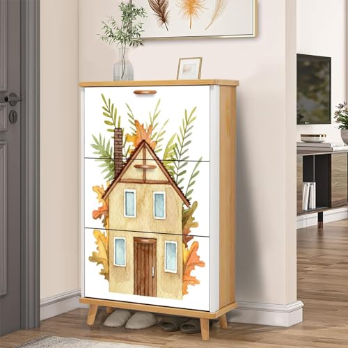 3 Drawer Shoe Cabinet Wood Shoe Rack Organizer V419172