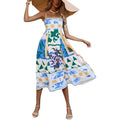 Spaghetti Strap Graffiti Maxi Dress Y4668