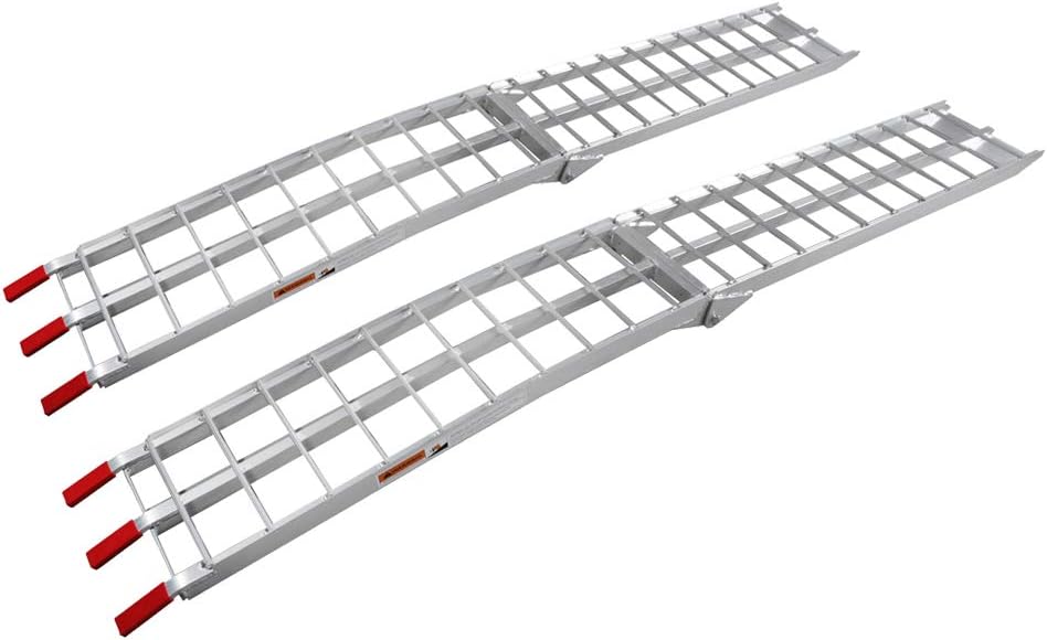 7.5ft 2Pcs Aluminum Folding Ramps with Support Legs & Load Straps I1928