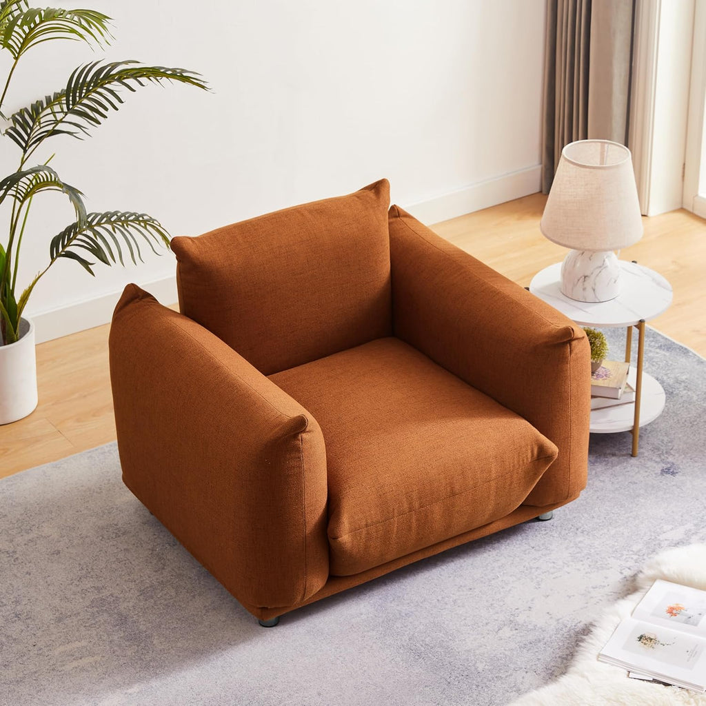Rust Red Cotton Linen Accent Chair Z37463