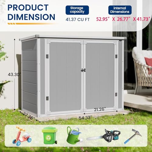 41 Cu Ft Outdoor Resin Storage Shed with Floor H7219