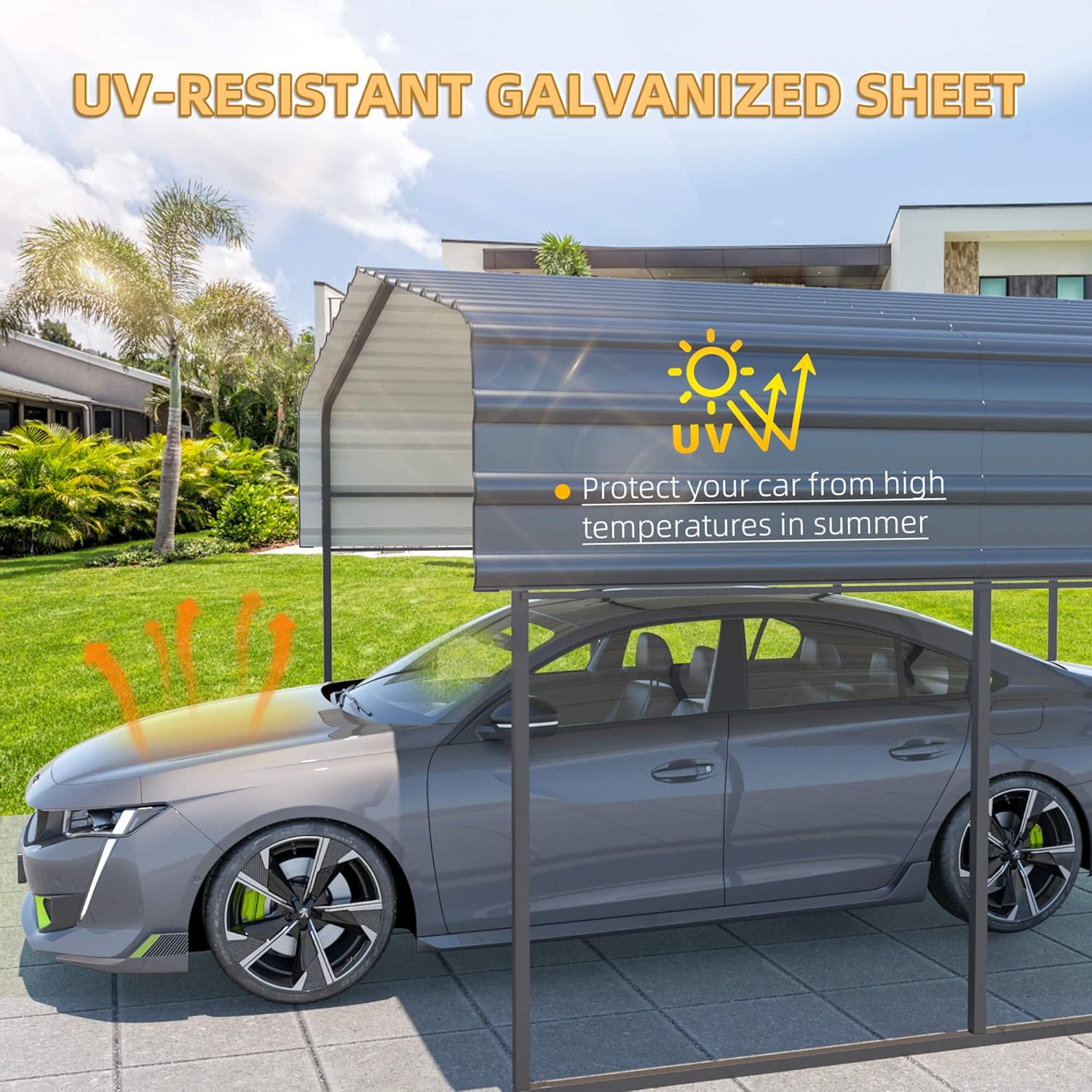 12 x 20 ft Carport with Galvanized Steel Roof R566369
