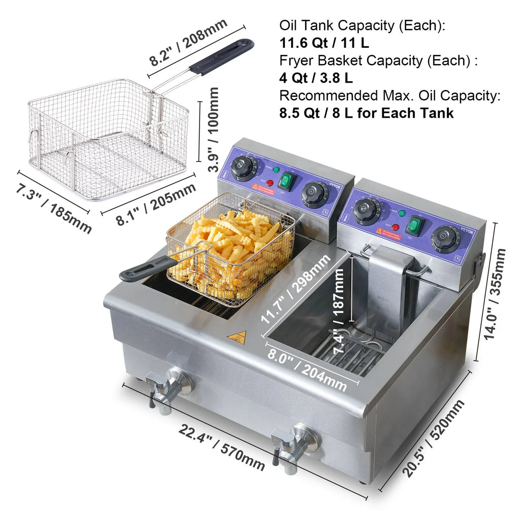 3000W Dual Tank Electric Deep Fryer V952792
