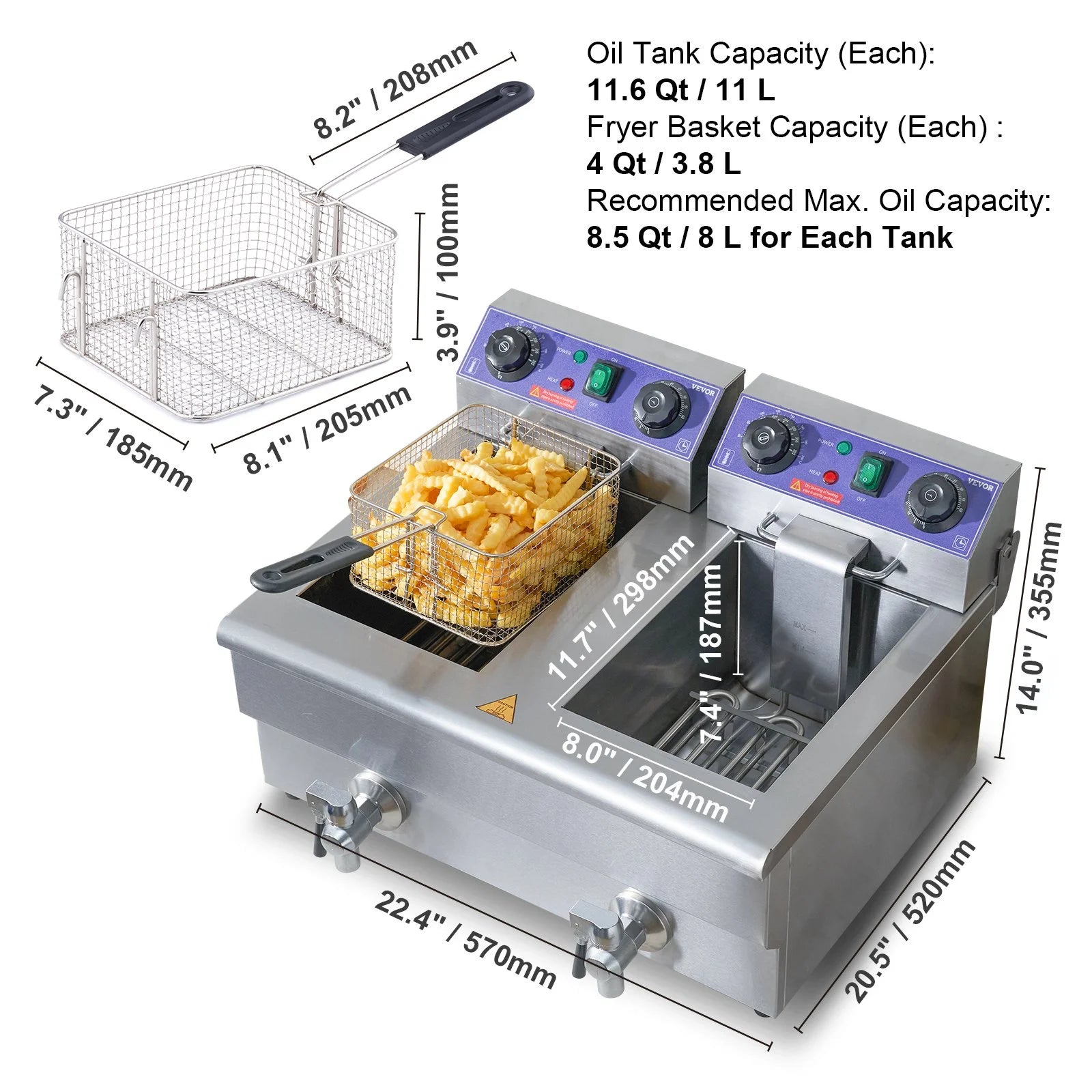 3000W Dual Tank Electric Deep Fryer V952792