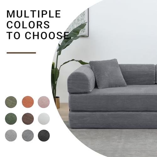 Corduroy Dark Gray Convertible Sleeper Sofa Bed E92618