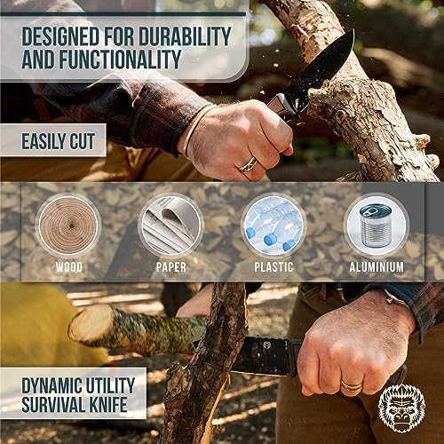 Fixed Blade Hunting Knife with Sheath, Fire Starter, G10 Scraper & Paracord V15098