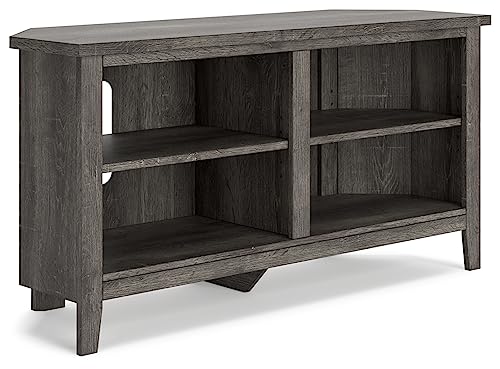 Whitewash Gray Corner TV Stand with 4 Shelves K56589