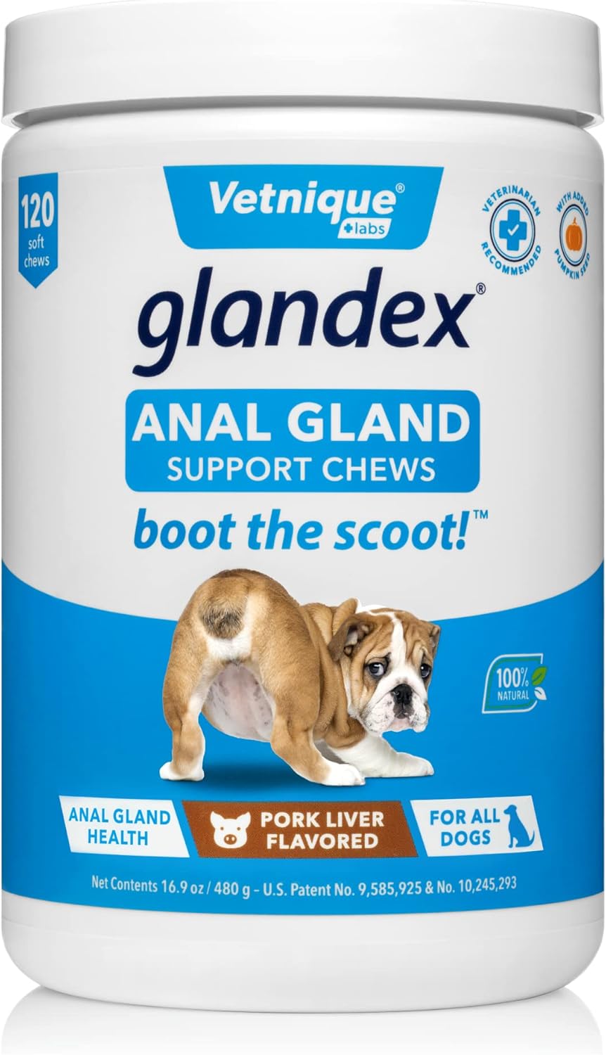 Anal Gland Support Chews 120ct Pork Liver and Allergy Chews 30ct Hickory Salmon Dog Vitamins and Supplements Bundle G884493