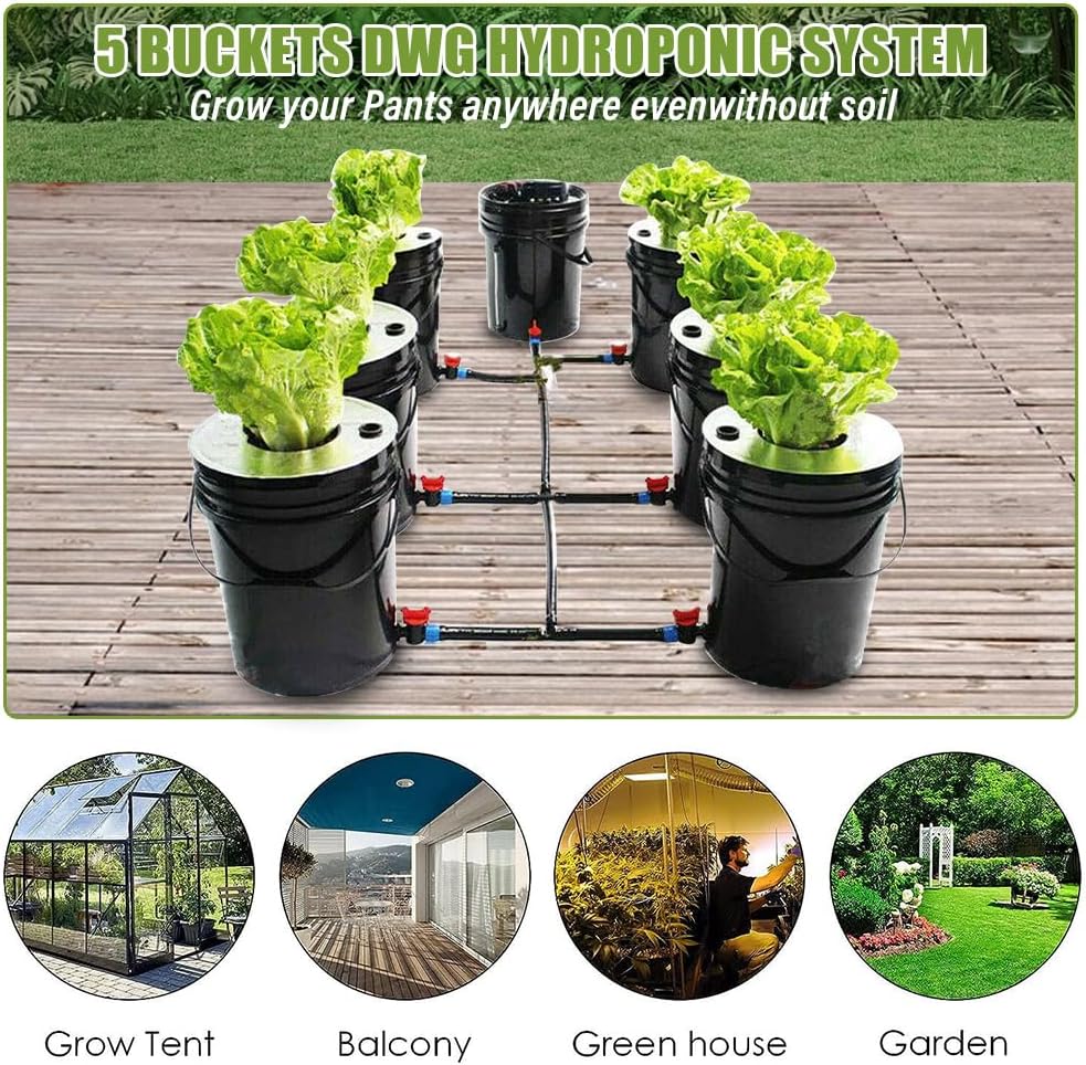 7 Bucket 5 Gallon Hydroponic Growing Kit with Pump W57950