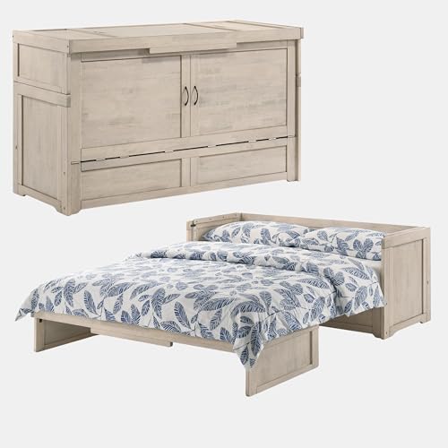 Rural Grey Twin XL Murphy Cabinet Bed with 6" Gel Memory Foam Mattress G10150