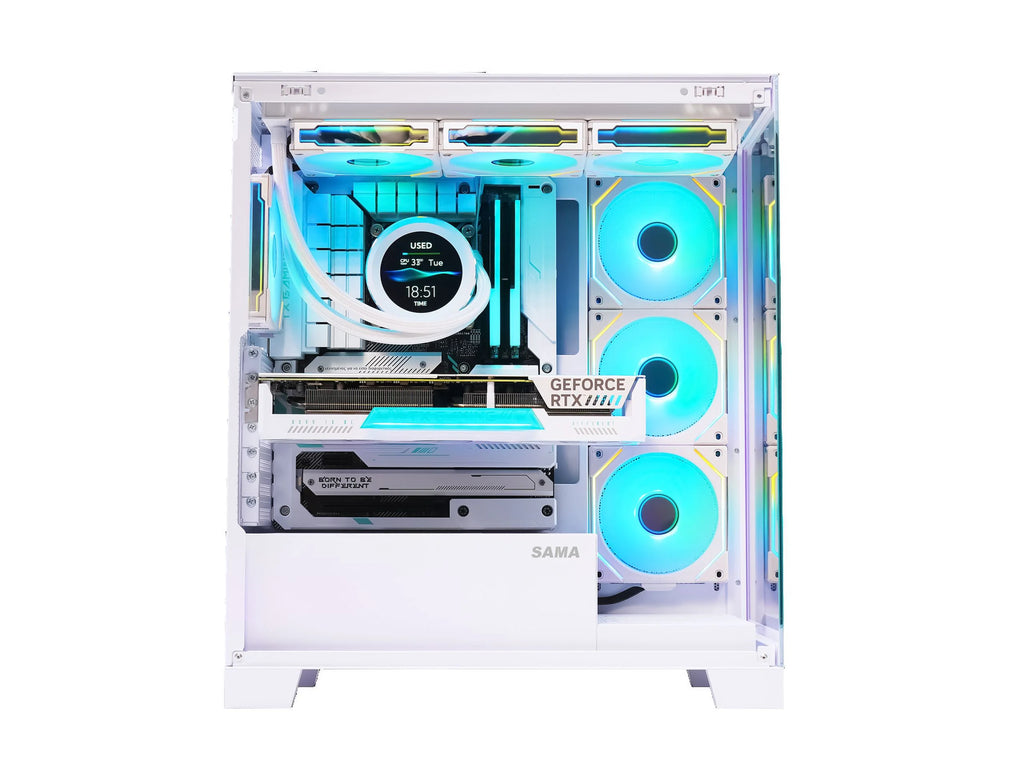 White Dual USB3.0 and Type C Tempered Glass ATX Mid Tower Computer Case with 4 x 120mm ARGB Fans C312832
