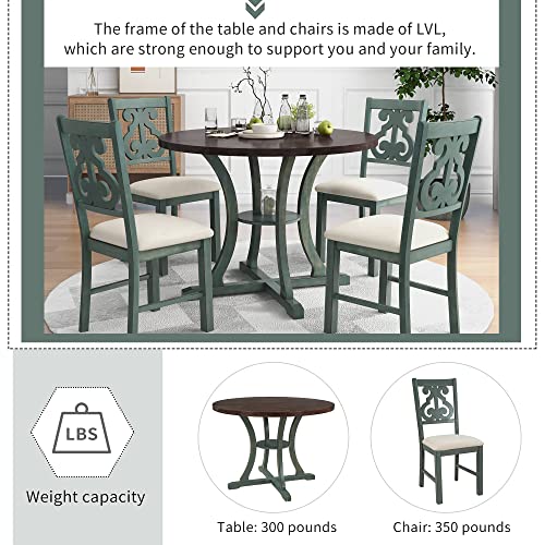 6-Piece Dining Set with Rectangular Table and 4 Fabric Upholstered Chairs and Bench J48915