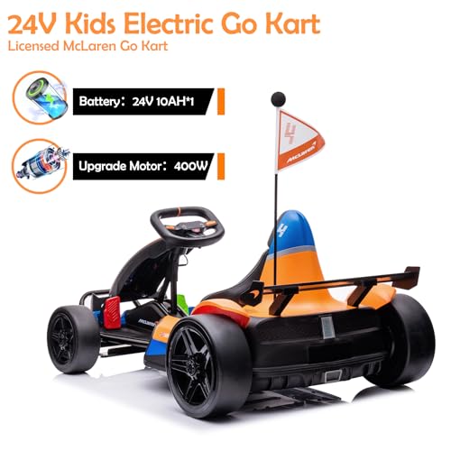 24V Electric Go Kart with 400W Motor, 2 Speeds Drift Kart O816471