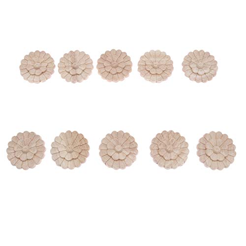Unpainted Wood Carved Onlays Appliques, 10cm, 5-Pack P323