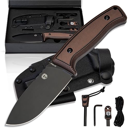 Fixed Blade Hunting Knife with Sheath, Fire Starter, G10 Scraper & Paracord V15098