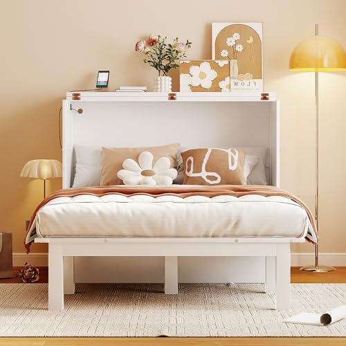 Queen Size Solid Wood Murphy Bed with USB Port and Removable Shelves B73852